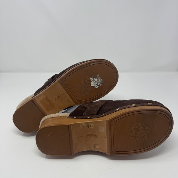 Vince Camuto Canzenee Suede Clogs Mules Women Size 9 Chocolate Brown Buckle - Picture 8 of 10